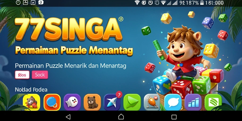 Screenshot permainan <strong>77SINGA</strong> menunjukkan suasana seru berpuzzle.