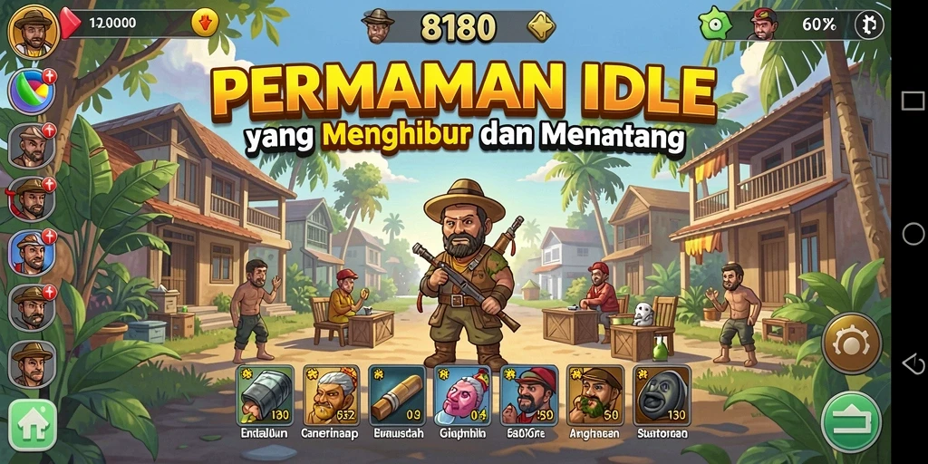 Tampilan gameplay Idle yang menarik dan penuh warna dari 8180.