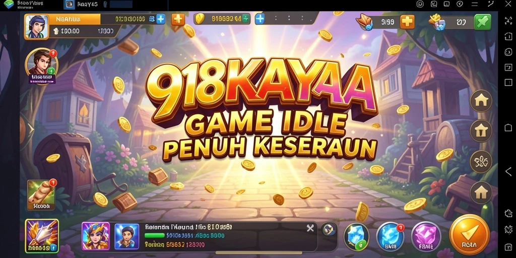 Screenshot gameplay 918KAYA menampilkan aktivitas santai dan pengumpulan sumber daya.
