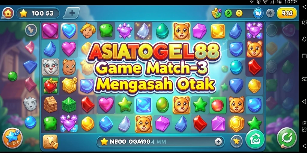 Tampilan gameplay seru ASIATOGEL88 dengan item berwarna-warni.