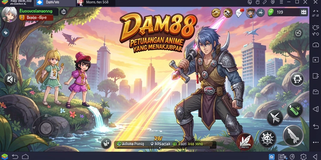 Tampilan gameplay menakjubkan dengan karakter anime yang hidup.
