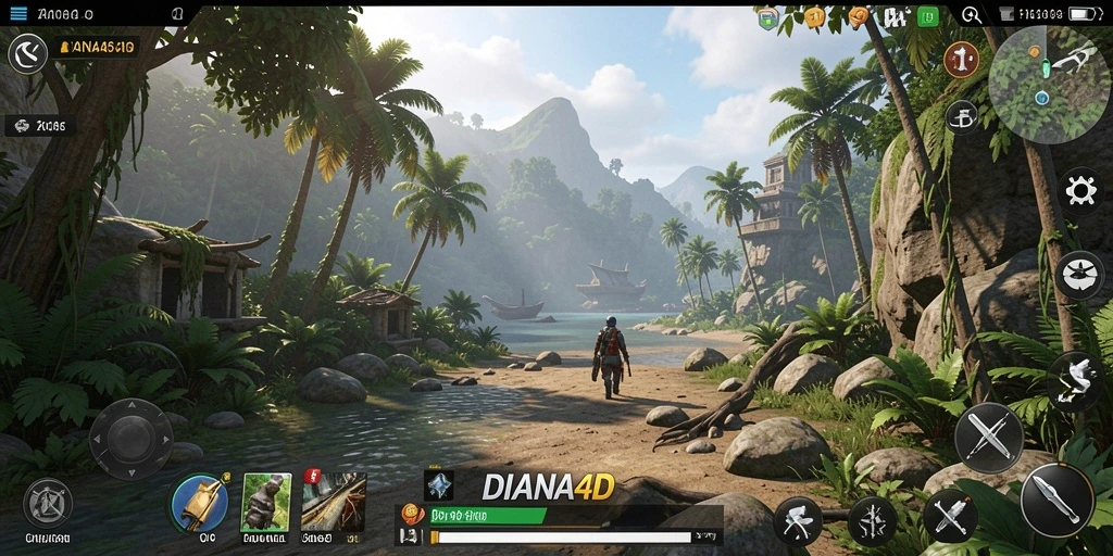 Screenshot gameplay DIANA4D menampilkan keindahan dunia Open World.
