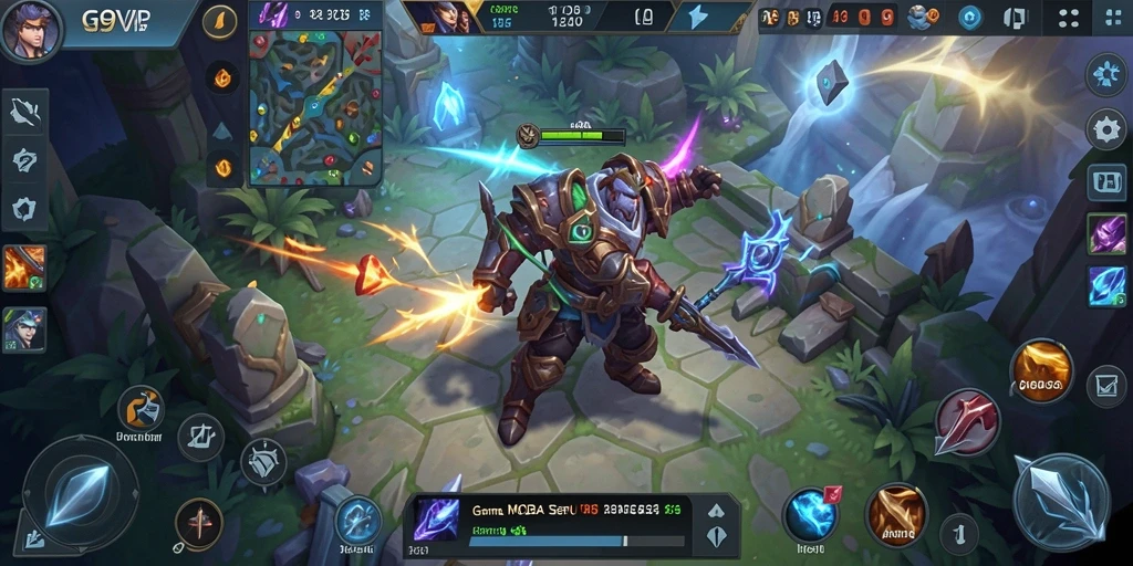 Screenshot utama G9VIP menampilkan aksi intens di arena MOBA.