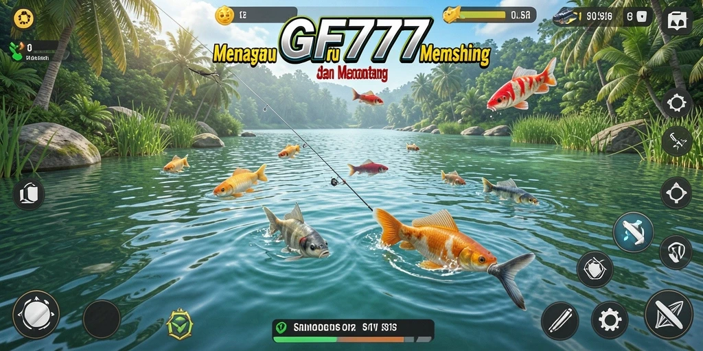 Screenshot gameplay GF777 yang menampilkan aksi memancing yang seru.