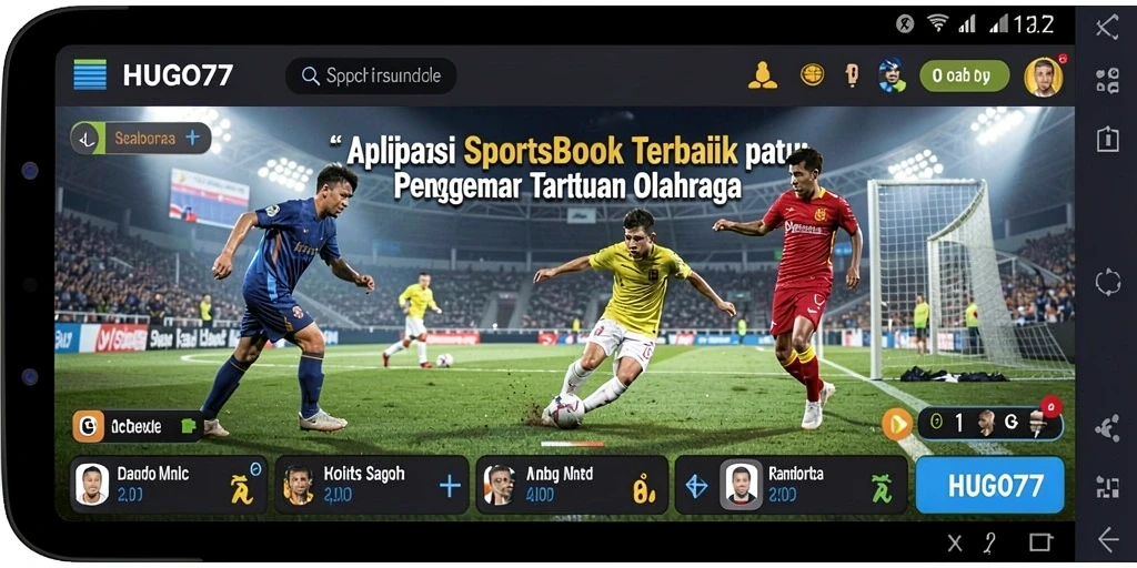 Tangkapan layar utama HUGO77 menampilkan taruhan olahraga yang menarik.