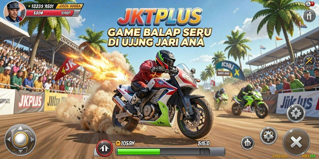 Tampilan gameplay seru dari JKTPLUS saat balap di trek.