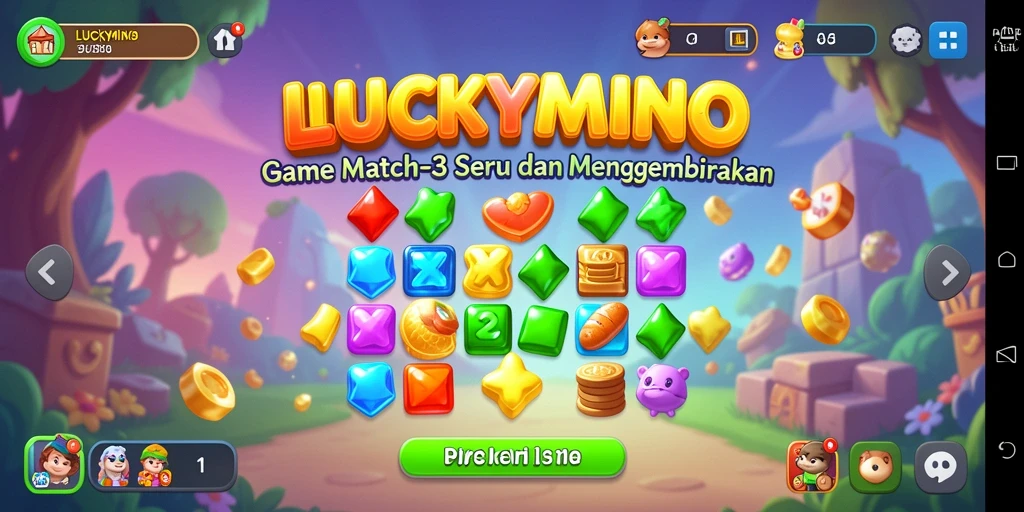 Tampilan gameplay seru dari LUCKYMINO yang menguji keterampilan mencocokkan Anda.