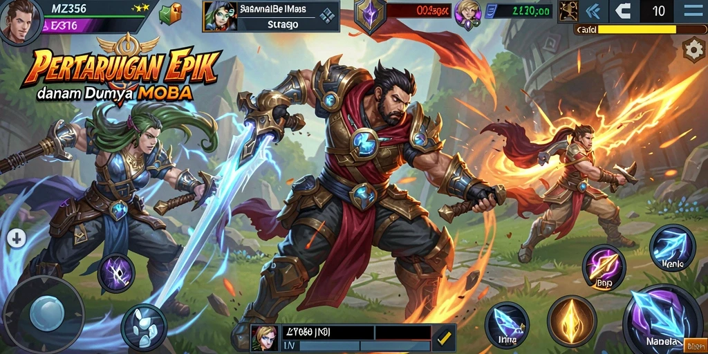 Tampilan aksi seru dari gameplay MOBA MZ356.