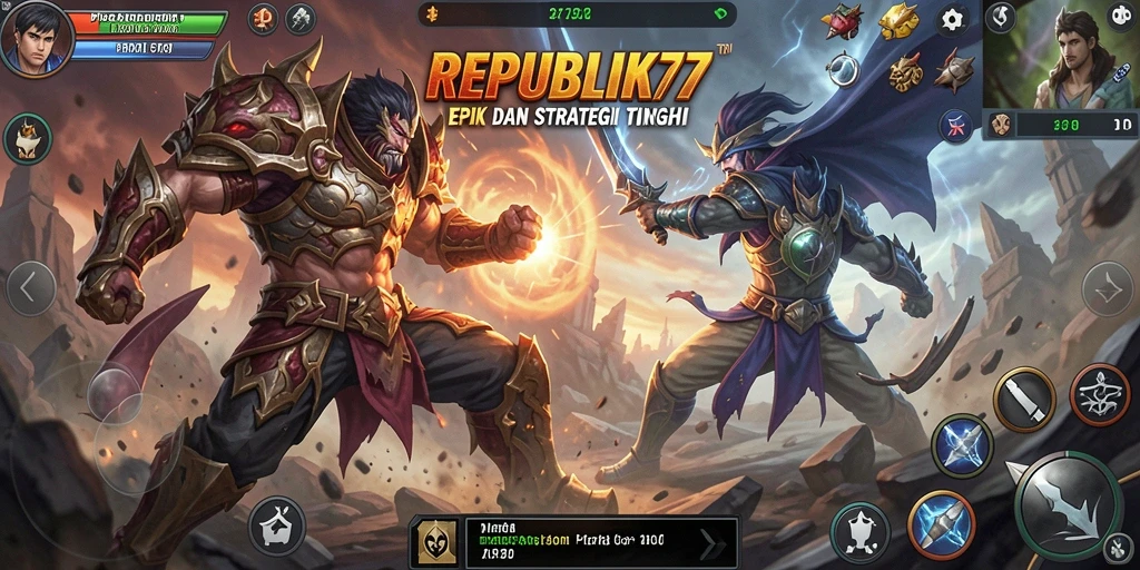 Screenshot gameplay menegangkan dari REPUBLIK77 dengan aksi pertarungan.