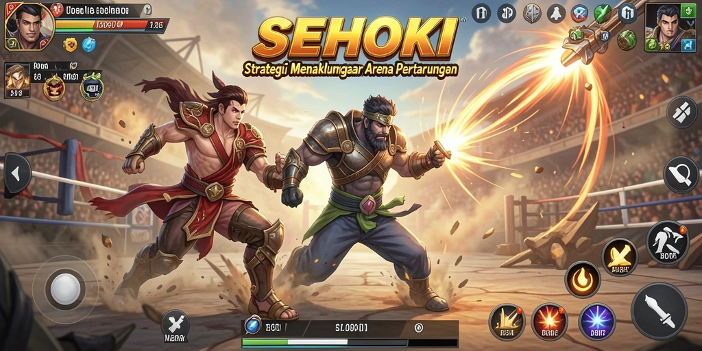 Screenshot gameplay SEHOKI menampilkan pertempuran strategi yang mendebarkan.