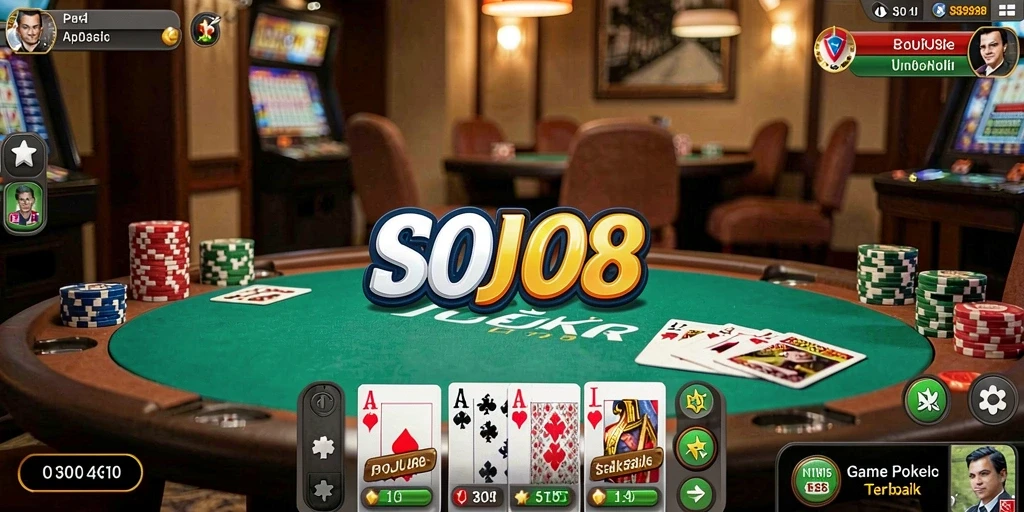 Tampilan screenshot SOJU88 dengan gameplay Poker yang menegangkan.
