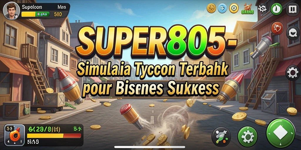 Screenshot SUPER805 menampilkan gameplay simulasi Tycoon yang mendalam.