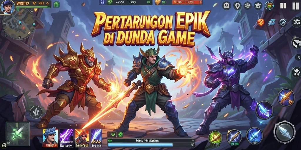 Gameplay mendebarkan dalam pertarungan karakter di WIN199.