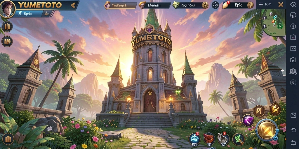 Tangkapan layar dari gameplay menara pertahanan yang mendebarkan di YUMETOTO.