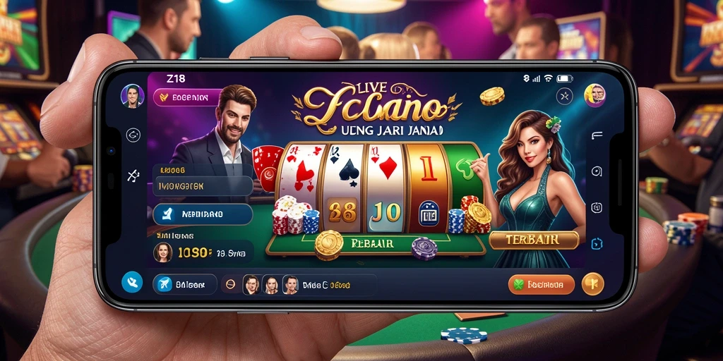 Screenshot gameplay Z18 yang menampilkan dealer langsung di Live Casino.